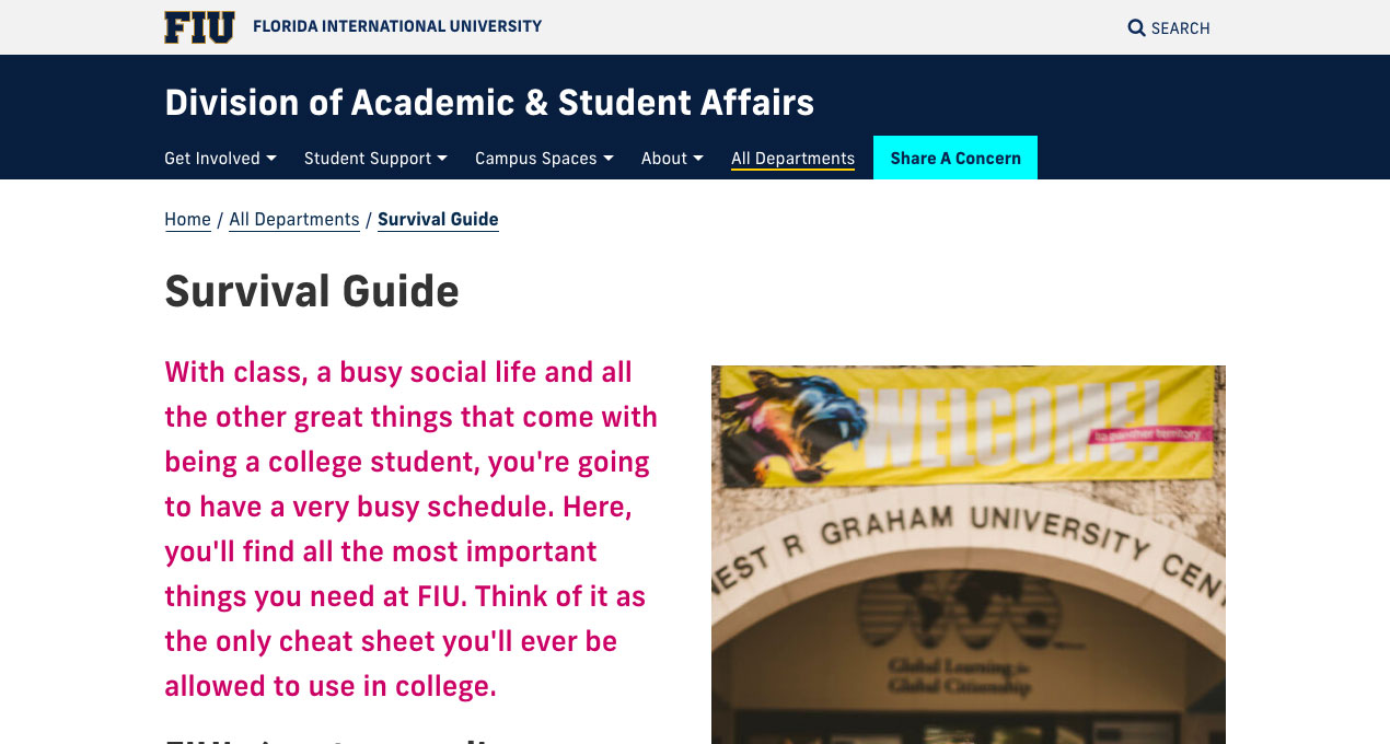 Division of Academic & Student Affairs website