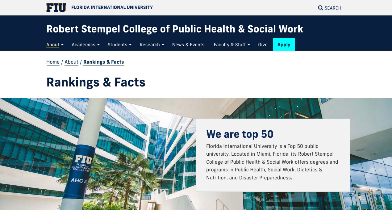 Robert Stempel College of Public Health & Social Work website